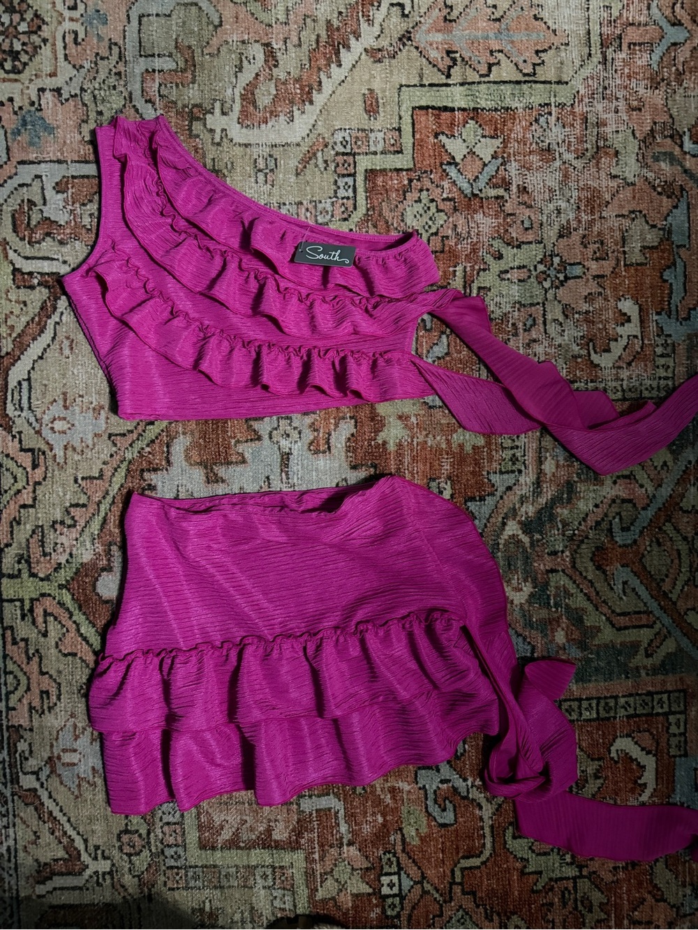 Fushia Ruffle Skirt set - Picture 2 of 5
